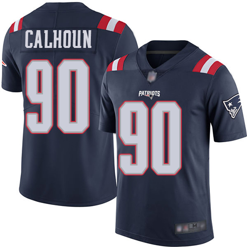 New England Patriots Football 90 Rush Vapor Limited Navy Blue Men Shilique Calhoun NFL Jersey